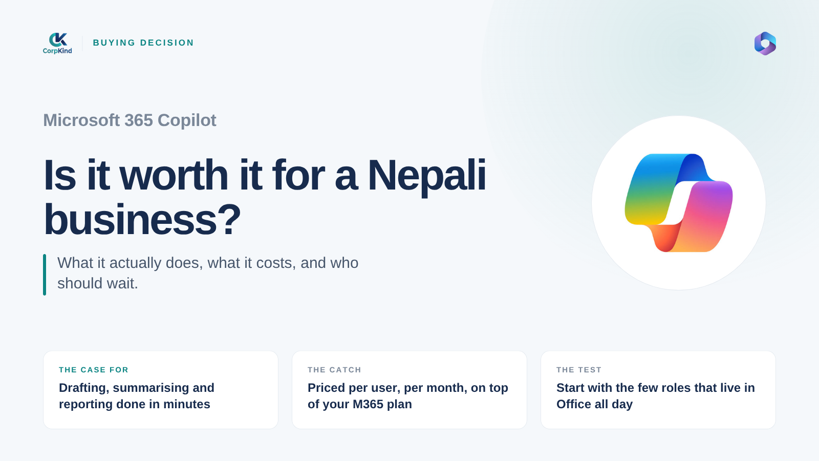 Is Microsoft 365 Copilot worth it for a Nepali business, by CorpKind Tech