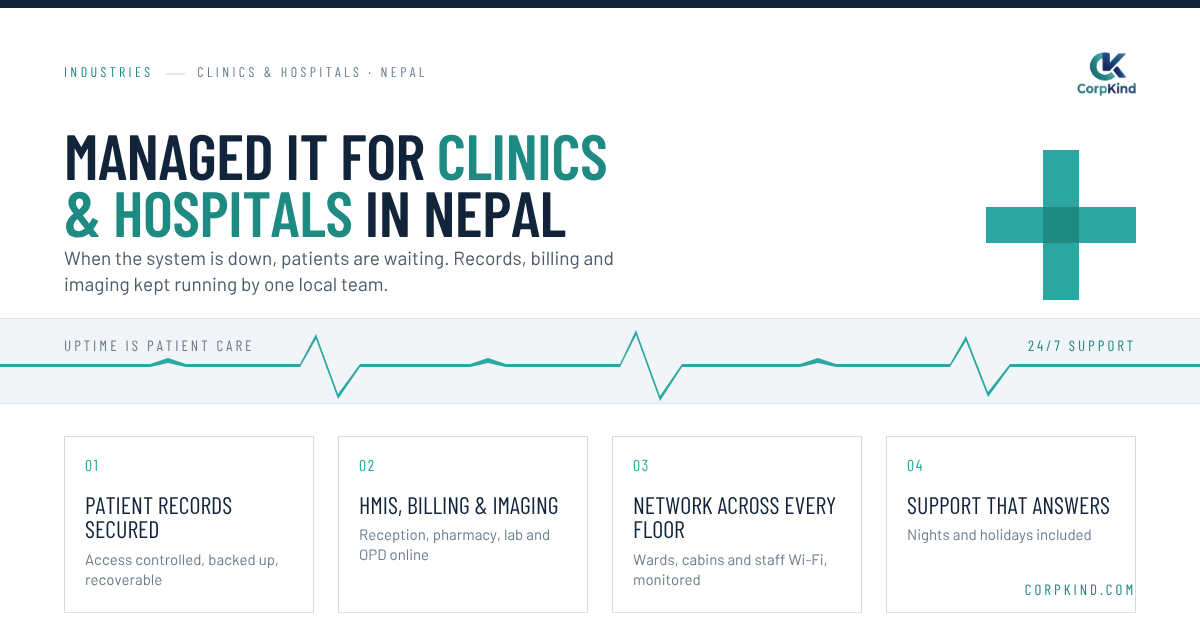 Managed IT support for clinics and hospitals in Nepal