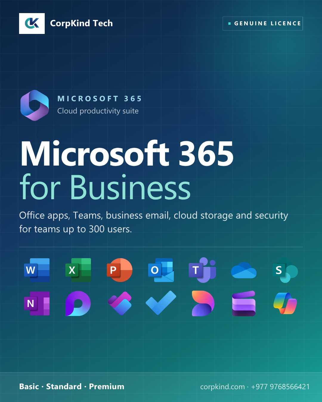 Genuine Microsoft 365 for Business licence from CorpKind Tech in Nepal
